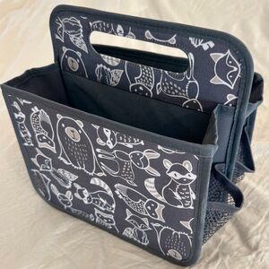 Thirty One Double Duty Caddy Gray Forest Animal Print NWOT